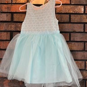 Dressed up by Gymboree lace tulle aqua toddler dress
